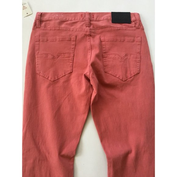 Guess Men's Halsted Slim Tapered Destroy Jeans Coral Soft Stretch Denim Size 31 - Picture 9 of 12